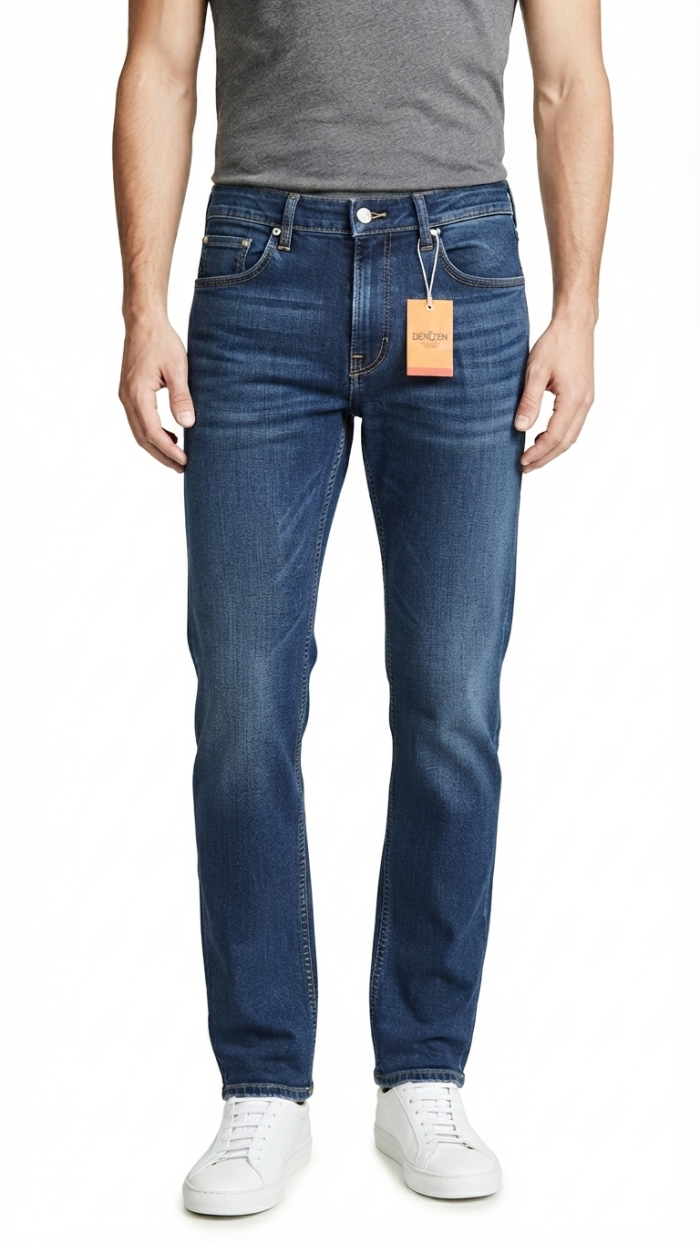 Straight Bottom Jeans Navy Blue Men's Premium Straight Bottom Denim Jeans - Image 1