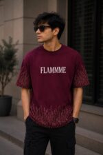Premium Drop Shoulder Round Neck T-Shirt | Lightweight Jersey Fabric | Front & Back Print - Image 3