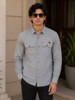Premium TURKISH China EMBOSE Fabric Bubble Design Four-Pocket Shirt | 4 Trendy Shades | Four-Season Comfort Collection - Image 3